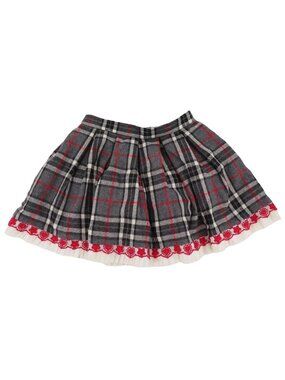 Monnalisa Italy Girls 4 Wool Blend Black Red Pleated Hem Lace Trim Tulle Skirt